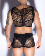 Men's Sexy Tight-Fitting Hollowed-Out Mesh See-Through Fishnet Lingerie