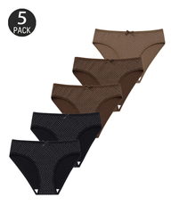 5-Pack Women's Polka Dot Briefs with Decorative Bows