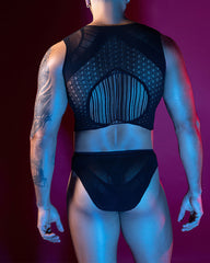 Men's Sexy Hollow-Out See-Through Elastic Fishnet Lingerie Set