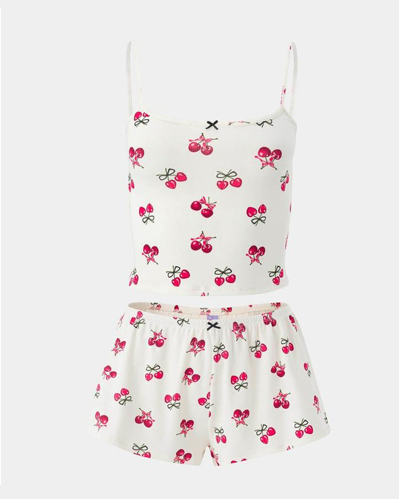 Christmas Comfortable Casual Stretch Vest Shorts Loungewear Set