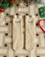 Christmas Coral Fleece Fun Print Warm Socks