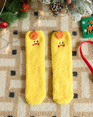 Christmas Coral Fleece Fun Print Warm Socks