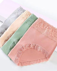 Women's Pure Cotton Breathable Skin-friendly Lace Trim Tummy Control Panties