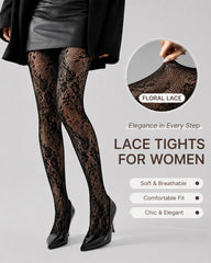 3-Pack High Stretch Fishnet Floral Lace Stockings