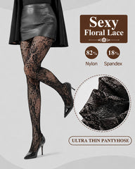 3-Pack High Stretch Fishnet Floral Lace Stockings