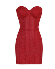 Sexy Christmas Shimmering Strapless Drawstring Dress