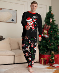 Santa Claus Colored Light Bulb Print Home Wear Parent-Child Pajama Set