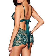 Sexy Deep V See-Through Eyelash Lace Camisole Nightgown