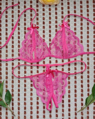 Sexy Open-Crotch Exposed Breasts Lace Lingerie Set