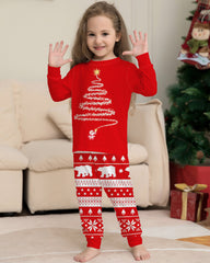 Christmas Tree Print Crew Neck Long-sleeved Family Pajama Set
