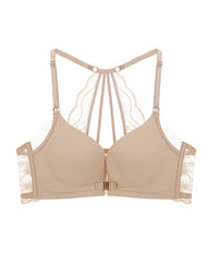 Sexy Front Closure Seamless Wire-Free Push-Up Lace Back Bra