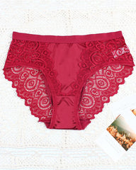 Women's High-waisted Floral Lace Breathable Comfortable Panties