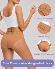 5-Pack High Waisted Criss Cross Back Seamless Briefs