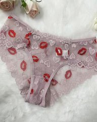 4-Pack Sexy Lace See-Through Lip Embroidered Panties