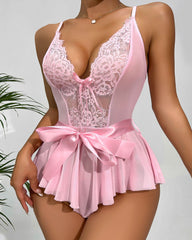 Bow-Tie Lace Backless See-Through Sexy Lingerie