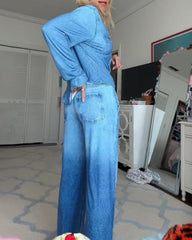 Casual Comfortable Stretch Denim Dream Pajama Set