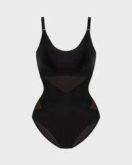 Seamless Criss-Cross Mesh Panel Sculpting Bodysuit