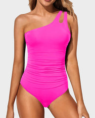 One Shoulder Ruched One Piece Swimsuit