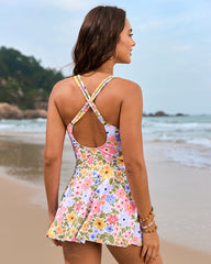 Vestido de baño de una pieza con nudo y fruncido en el dobladillo