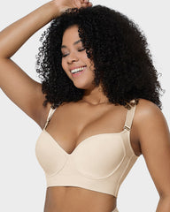 Sostén con aros y realce con espalda lisa