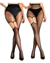 2 Pairs High Waist Silky Chain Cutout Pantyhose
