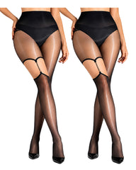 2 Pairs High Waist Silky Chain Cutout Pantyhose