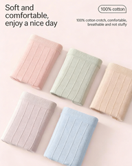 Multi-Pack Women's Mid-Waist Lace Striped Heart Antibacterial Cotton Panties