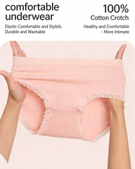 Multi-Pack Women's Mid-Waist Lace Striped Heart Antibacterial Cotton Panties