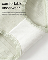 Multi-Pack Women's Mid-Waist Lace Striped Heart Antibacterial Cotton Panties