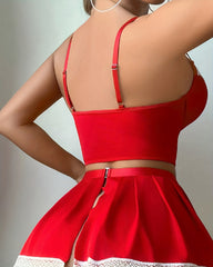 Sexy Colorblock Strap Cross Uniform Suit