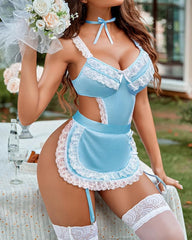 Sexy Hollow Backless Maid Uniform Suit