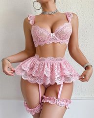 Sexy Lace See-Through Mesh Lingerie Set
