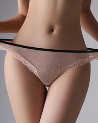 Sexy Polka Dot Lace Cutout See-through Thong