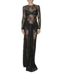 Sexy Form-fitting Lace Bodycon Long-sleeved Round Neck Dress