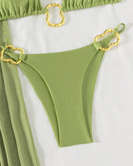 Beach Vacation Bikini Swimsuit and Long Skirt Set