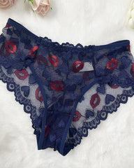4-Pack Sexy Lace See-Through Lip Embroidered Panties