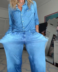 Casual Comfortable Stretch Denim Dream Pajama Set