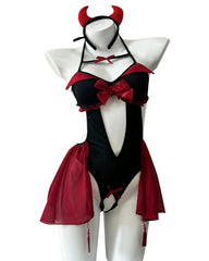 Little Devil Costume Role-playing Sexy Hollow-out Erotic Bodysuit Lingerie