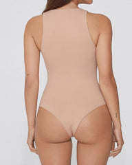 Round Neck Seamless with Bra Cups Tight-fitting Stretch Bodysuit