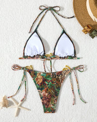 Retro Floral Leopard Print Beach Vacation Bikini