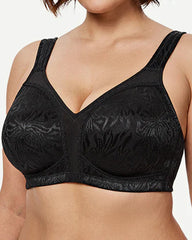 Deep V Floral Mesh Panel Full Coverage Wireless Shaping Bra