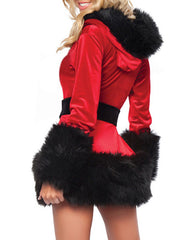 Christmas Cosplay Sexy Plush Hooded Long-Sleeved Dress Set