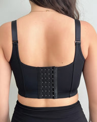 Women's Lace Trim Wide Back Underwire Long Body Shaping Push-up Bra