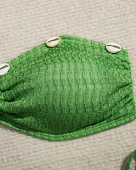 Beach Vacation Seashell Embellishments Sexy Cross-neck Halter Top Bikini Swimsuit Set