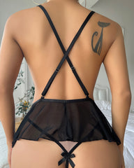 Deep V Sexy Lace See-through Mesh Bodysuit Lingerie