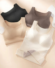 Silk Patch Fleece-Lined Fixed Cups Wire-Free Comfortable Warm Vest