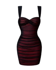 Women's Sexy Mesh Pleated Bodycon Sleeveless Mini Dress
