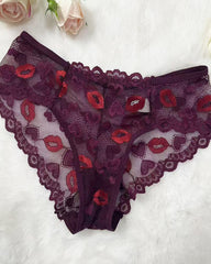 4-Pack Sexy Lace See-Through Lip Embroidered Panties