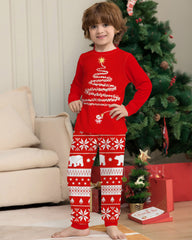 Christmas Tree Print Crew Neck Long-sleeved Family Pajama Set