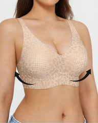 Leopard Print Wire-Free Comfortable Push-Up Seamless T-Shirt Bra